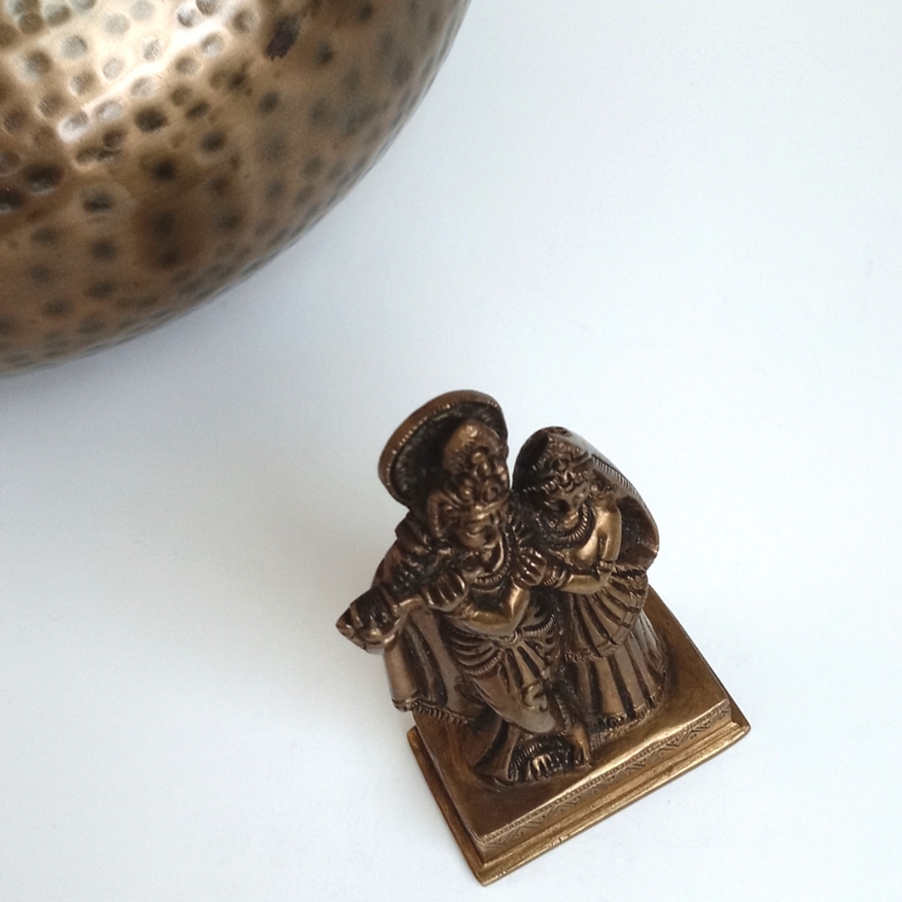 Solid Brass Antique / Vintage Figurine Sculpture from India 4 1/2” - Picture 10 of 13